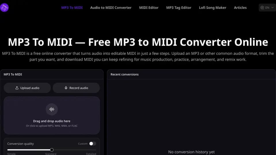 Free MP3 to MIDI Converter